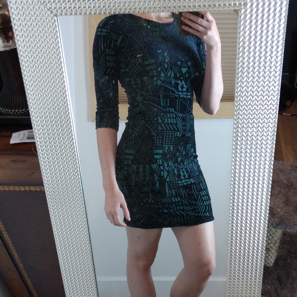 Crushed Velvet Print Dress